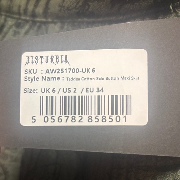 NWT Disturbia Taddea cotton side button up maxi skirt size 2 - Picture 5 of 5